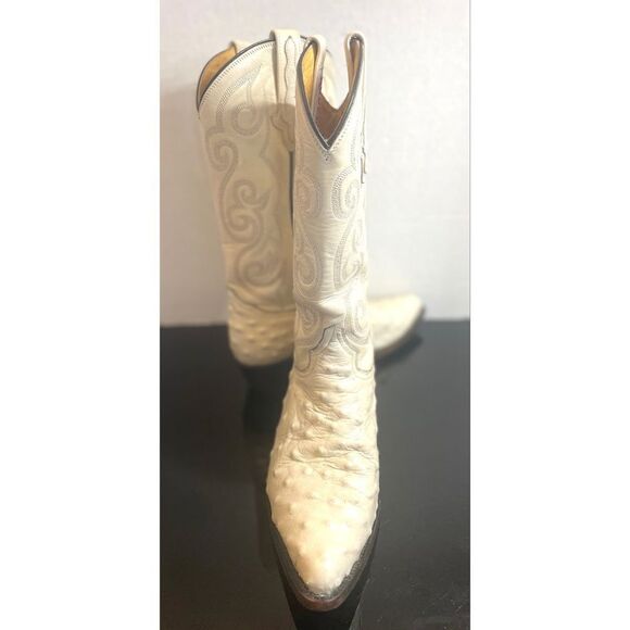 RARE🔥 RUDEL Ivory Goat Ostrich Cowboy Leather Boots Men's Size 7.5 EEWestern - Picture 11 of 15